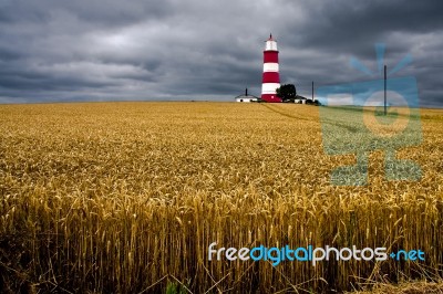 Storm Approaching Happisburg Lighthouse Stock Photo