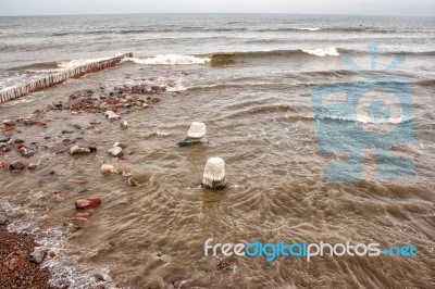 Storm At Sea In Winter Stock Photo