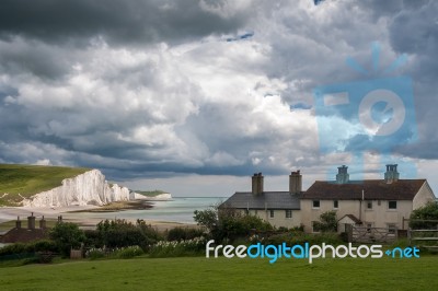 Storm Brewing Over The Seven Sisters Stock Photo