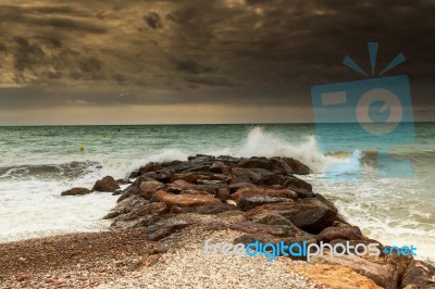 Storm Over Breakwater Stock Photo