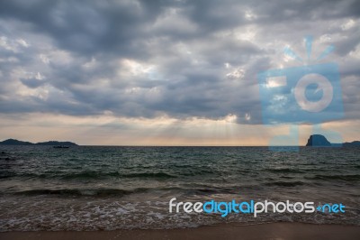 Stormy Clouds Over Dark Ocean Stock Photo