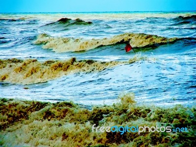 Stormy Sea And Destination Stock Photo