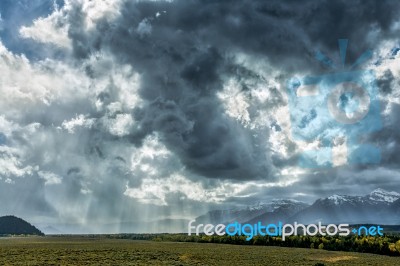 Stormy Weather In The Grand Tetons National Park Stock Photo