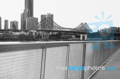 Story Bridge In Brisbane. Black And White Stock Photo