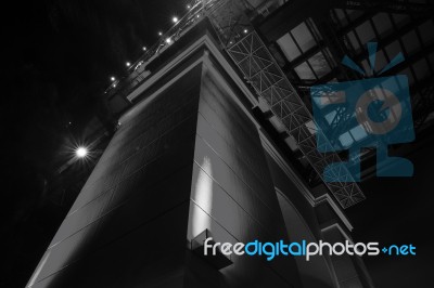 Story Bridge In Brisbane. Black And White Stock Photo