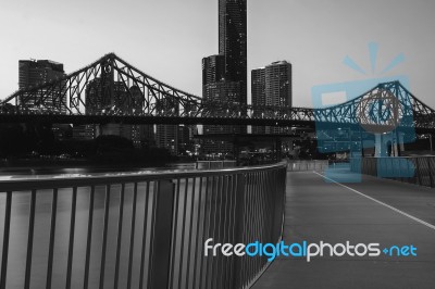 Story Bridge In Brisbane. Black And White Stock Photo