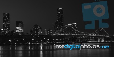 Story Bridge In Brisbane. Black And White Stock Photo