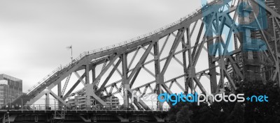 Story Bridge In Brisbane. Black And White Stock Photo