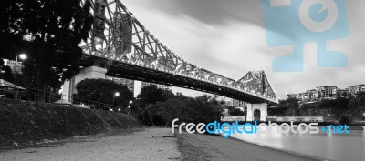 Story Bridge In Brisbane. Black And White Stock Photo