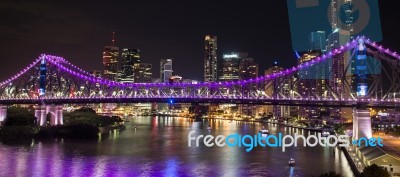 Story Bridge On New Years Eve 2016 In Brisbane Stock Photo