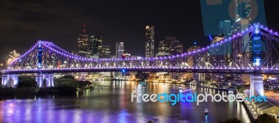 Story Bridge On New Years Eve 2016 In Brisbane Stock Photo