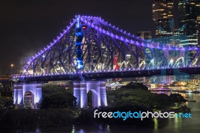 Story Bridge On New Years Eve 2016 In Brisbane Stock Photo