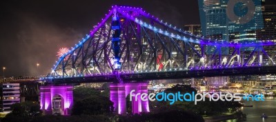 Story Bridge On New Years Eve 2016 In Brisbane Stock Photo