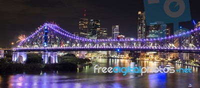 Story Bridge On New Years Eve 2016 In Brisbane Stock Photo