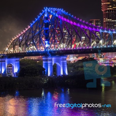 Story Bridge On New Years Eve 2016 In Brisbane Stock Photo