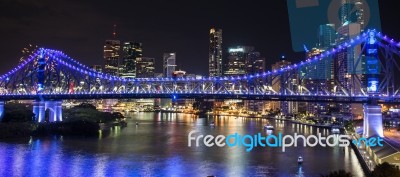 Story Bridge On New Years Eve 2016 In Brisbane Stock Photo