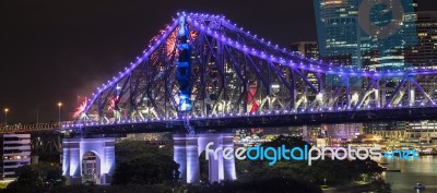 Story Bridge On New Years Eve 2016 In Brisbane Stock Photo