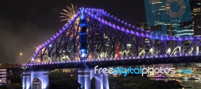 Story Bridge On New Years Eve 2016 In Brisbane Stock Photo