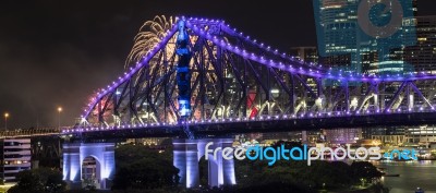 Story Bridge On New Years Eve 2016 In Brisbane Stock Photo