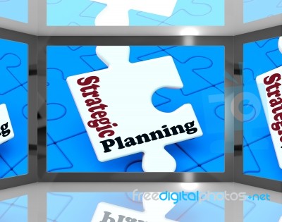 Strategic Planning On Screen Shows Organization Stock Image