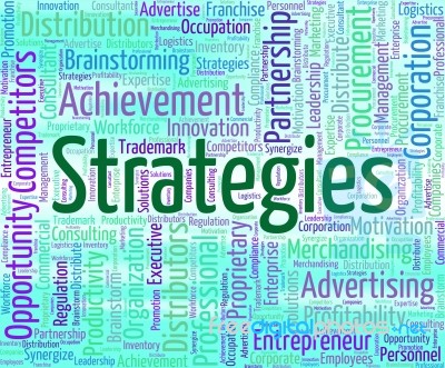 Strategies Word Indicates Tactic Words And Plan Stock Image