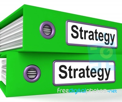 Strategy Folders Show Strategic Planning And Business Processes Stock Image