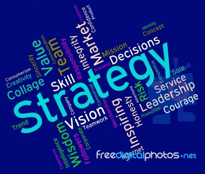 Strategy Words Shows Planning Strategic And Tactics Stock Image