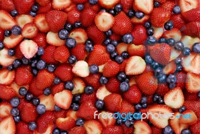 Strawberries And Blueberries Stock Photo