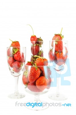 Strawberries In Champagne Glasses Stock Photo