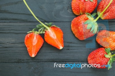 Strawberries On Wooden Background Stock Photo
