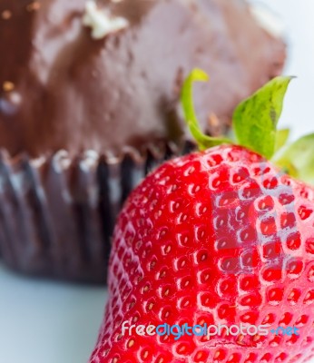 Strawberry And Cake Means Indulgence Strawberries And Fruit Stock Photo