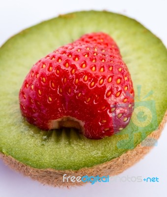 Strawberry And Kiwi Represents Juicy Kiwis And Tropical Stock Photo