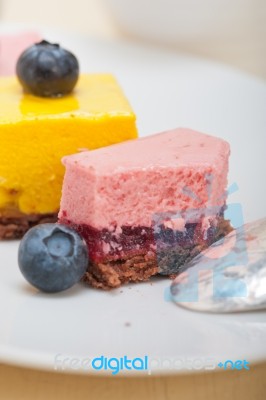 Strawberry And Mango Mousse Dessert Cake Stock Photo