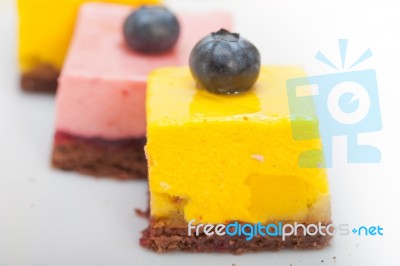 Strawberry And Mango Mousse Dessert Cake Stock Photo