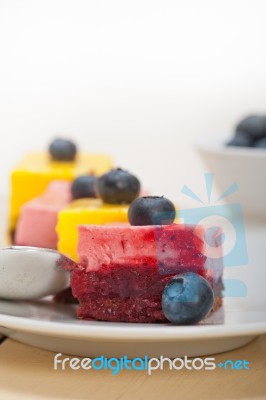 Strawberry And Mango Mousse Dessert Cake Stock Photo