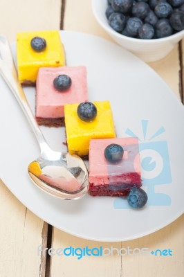 Strawberry And Mango Mousse Dessert Cake Stock Photo