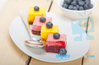 Strawberry And Mango Mousse Dessert Cake Stock Photo