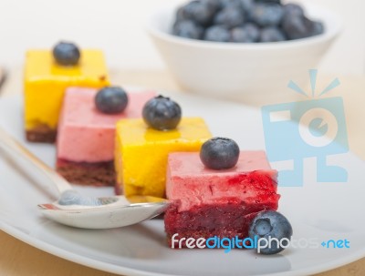 Strawberry And Mango Mousse Dessert Cake Stock Photo