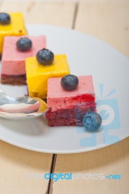 Strawberry And Mango Mousse Dessert Cake Stock Photo