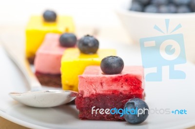 Strawberry And Mango Mousse Dessert Cake Stock Photo