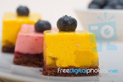 Strawberry And Mango Mousse Dessert Cake Stock Photo