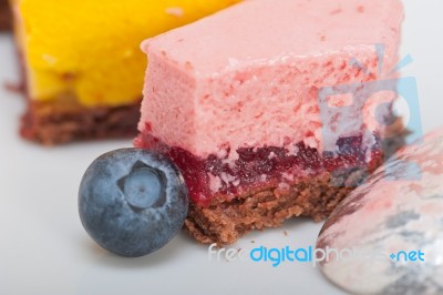 Strawberry And Mango Mousse Dessert Cake Stock Photo