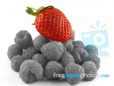 Strawberry And Raspberries Stock Photo