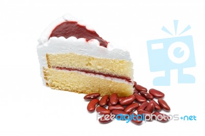 Strawberry Cake Shop White Background Stock Photo