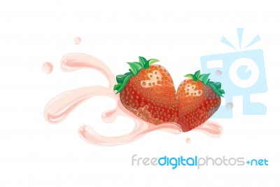 Strawberry Illustration With Splash Stock Image