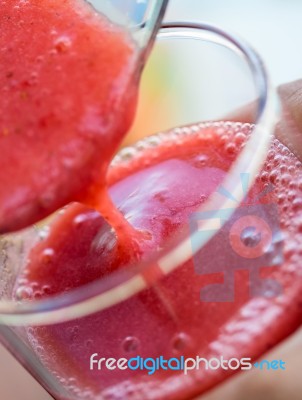 Strawberry Smoothie Means Fruit Drink And Beverage Stock Photo