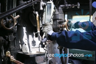 Stream Train Worker Stock Photo