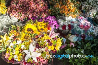 Street Flowers Market Stock Photo