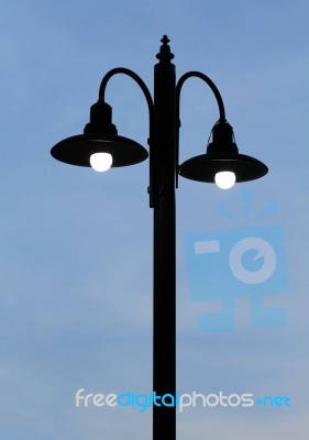 Street Lamp On Twilight Time Stock Photo