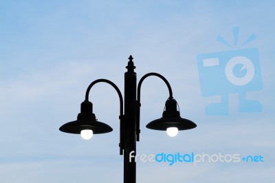 Street Lamp On Twilight Time Stock Photo